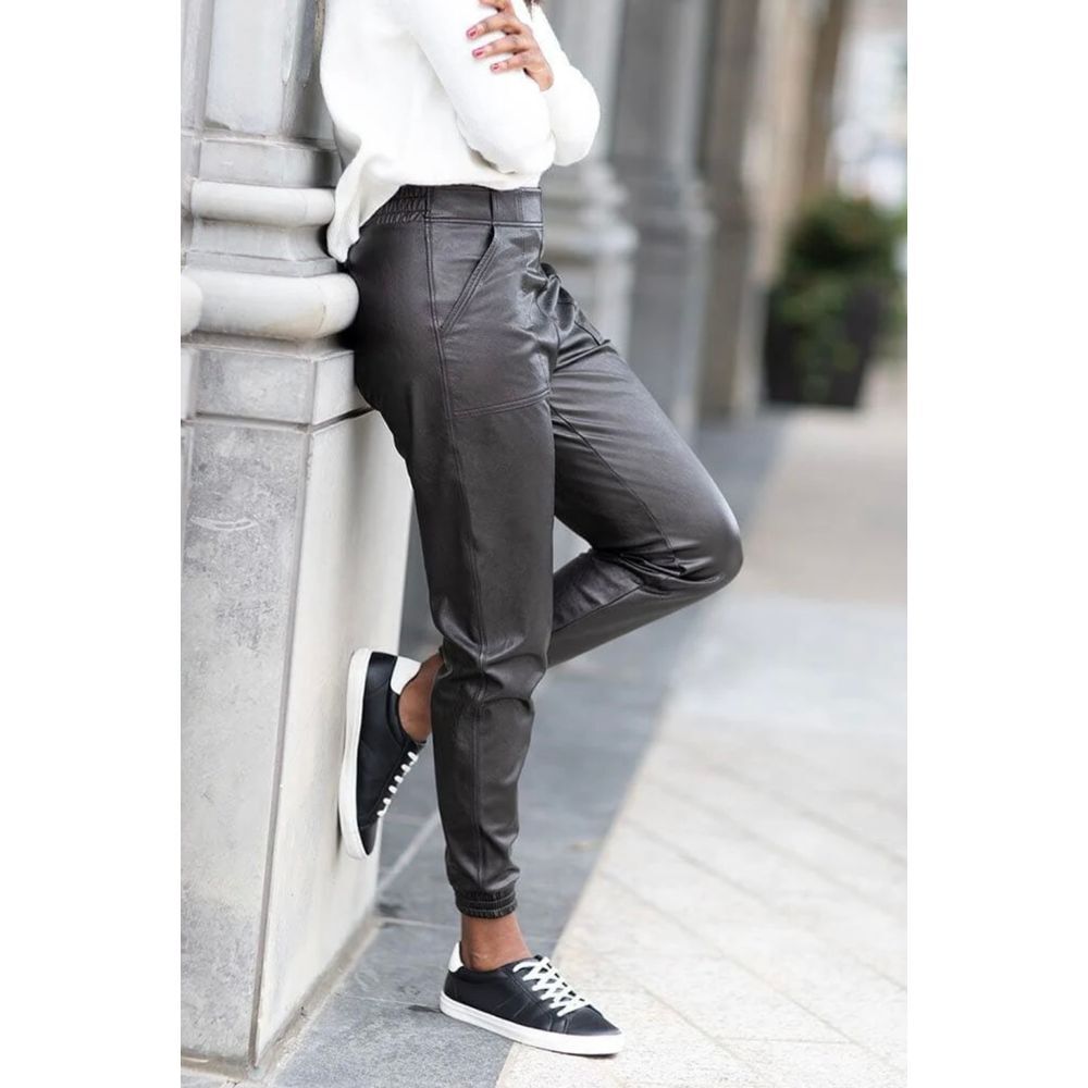 NEW Spanx Black Leather-Like Jogger Pants NWT Size Large Retail $148 - Picture 10 of 11